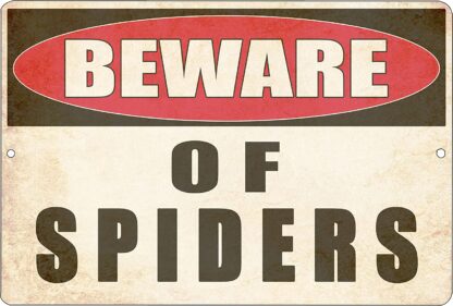 8x12 inch Metal Tin Sign Man Cave Bar Yard Wall Warning Beware of Spiders