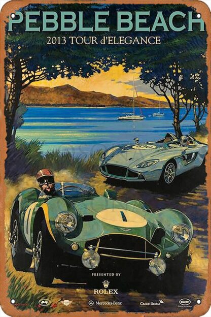 8x12 inch Racing Series Illustration Pebble Beach 2013 Tour Retro Nostalgic Art