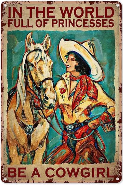 8x12 inch Princess Cowboy Vintage Retro Collectible tin Sign