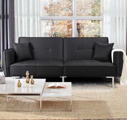 Black Futon Sofa Couch Convertible Sofa Sleeper Bed