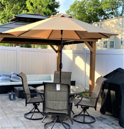 9FT Tan Garden Table Umbrella with 26.5lb Patio Umbrella Base