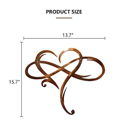 Brown Infinity Heart Metal Wall Decor, Unique Infinity Heart Love Sign - Image 7