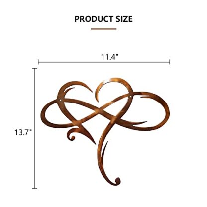 Brown Infinity Heart Metal Wall Decor, Unique Infinity Heart Wall Decor Love Sign - Image 7