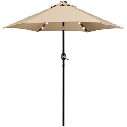 7.5FT Tan Solar Patio Umbrella-18 LED Lighted Market Table Outdoor Umbrella - Image 10