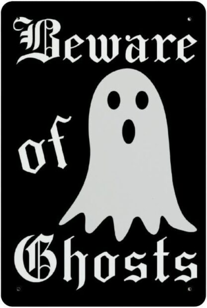 8x12 inch Beware of Ghost Tin Ghostly Decoration Halloween Retro Metal Tin Sign