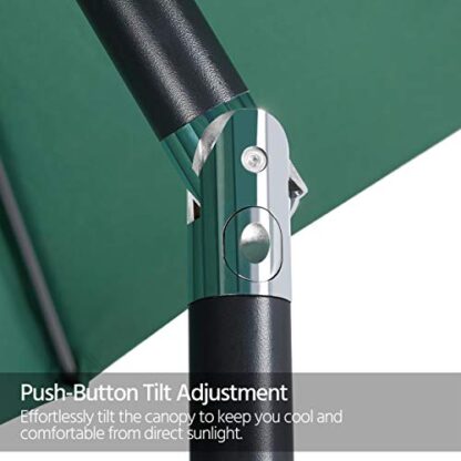 9FT Dark Green Patio Umbrella with Solar Lights - UV Protection Market Table Umbrella - Image 5