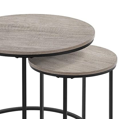 Grey Rustic Nesting Coffee Table with Round Wooden Tabletop &amp - Image 2