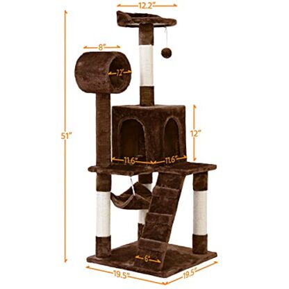 51 inches Brown Stable Cat Tree Kitty Tower - Image 6