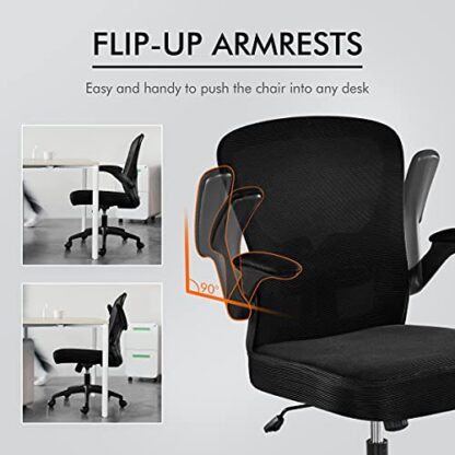 Black Office Chair Desk Chair with Flip up Armrests Mesh Computer Chair - Image 9