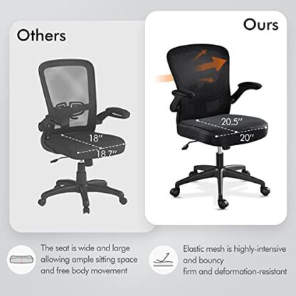 Black Office Chair Desk Chair with Flip up Armrests Mesh Computer Chair - Image 4