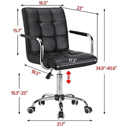 2PCS Black Desk Chairs/Office Chairs with Arms/Wheels - Image 8