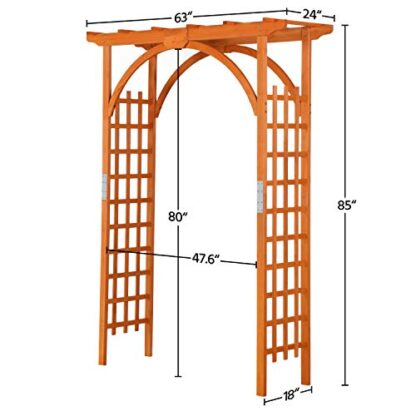 85in Brown Wooden Garden Trellis Garden Arch Arbor - Image 7