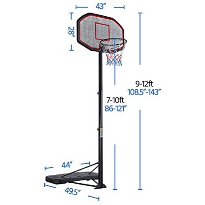 Red Portable Youth Sports Basketball Stand, 7-10ft Movable Basketball Hoop - Image 5