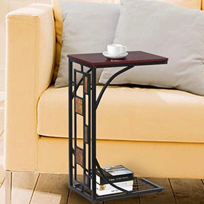 Brown C Table End Table Sofa Side Table Slides - Image 4