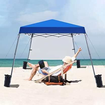 Blue Pop Up Canopy Tent with 1 Sun Shade Wall, Lightweight Instant Tent - Image 9