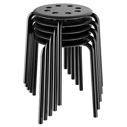 5PCS Black Plastic Stack Stools Flexible Backless Classroom Seating 17.3inches - Image 10