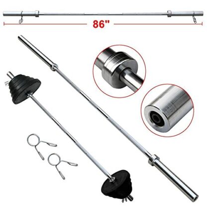 7ft Silver Iron Olympic Barbell Bar Weight Lifting Bar Weight Workout Gym Fits 2-inch - Image 8