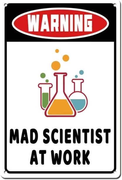 8x12 inch Mad Scientist at Work Funny Wall Decor Tin Sign