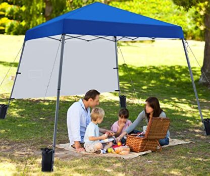 Blue Pop Up Canopy Tent with 1 Sun Shade Wall, Lightweight Instant Tent - Image 7