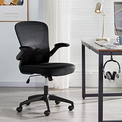 Black Office Chair Desk Chair with Flip up Armrests Mesh Computer Chair - Image 10