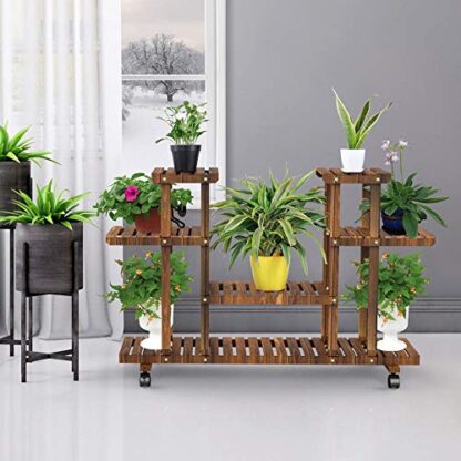 Brown Plant Stands for Indoor Plants Multiple Outdoor Garden Wood Flower - Image 8