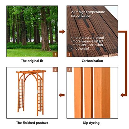 85in Brown Wooden Garden Trellis Garden Arch Arbor - Image 4