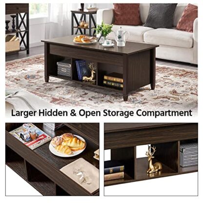 Brown Lift Top Coffee Table with Hidden Compartment &amp - Image 6