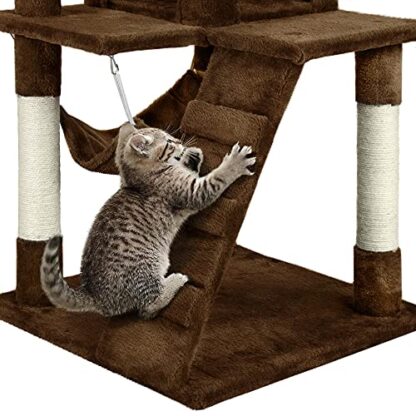 51 inches Brown Stable Cat Tree Kitty Tower - Image 3