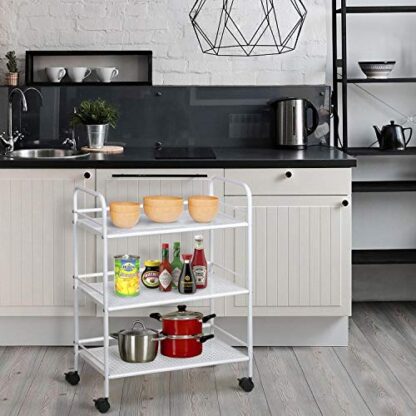 3 Tier White Trolley Cart, Tray and Metal Frame - Image 9