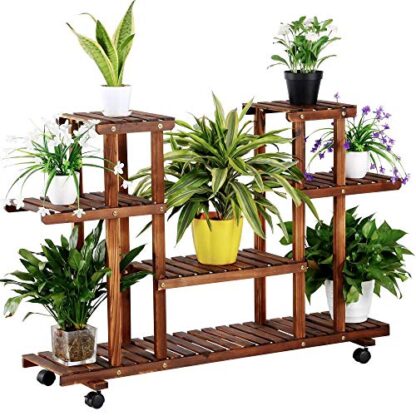 Brown Plant Stands for Indoor Plants Multiple Outdoor Garden Wood Flower - Image 9