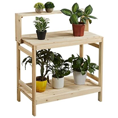 Natrual Wood Garden Potting Bench Table Solid Wood Work Station - Image 10