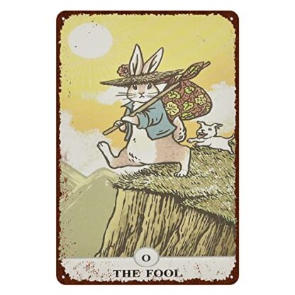 8x12 inch Vintage Rabbit Tin Signs - Funny Tarot Cards The Fool o Aluminum Signs