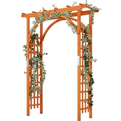 85in Brown Wooden Garden Trellis Garden Arch Arbor - Image 8