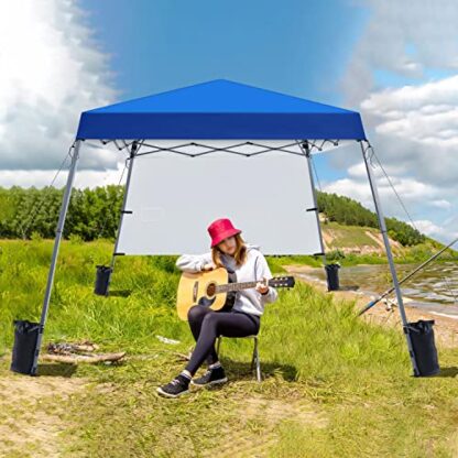 Blue Pop Up Canopy Tent with 1 Sun Shade Wall, Lightweight Instant Tent - Image 2