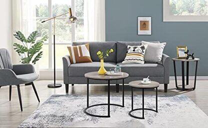 Grey Rustic Nesting Coffee Table with Round Wooden Tabletop &amp - Image 9