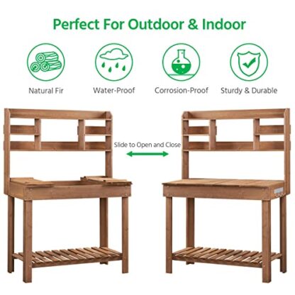 Brown Potting Bench Table - Germination Table & Outdoor Garden Work Bench - Image 4