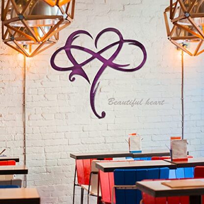 Purple Infinity Heart Metal Wall Decor, Unique Infinity Heart Love Sign - Image 3