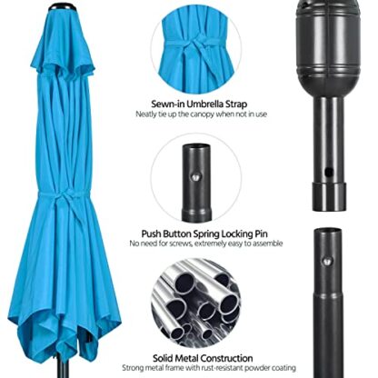 9FT Sky Blue Patio Garden Umbrella with 22L Fillable Base - Image 3