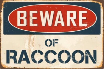 8x12 inch Metal Sign Beware Of Racoon Sign Vintage Sign