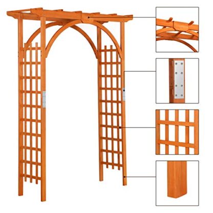 85in Brown Wooden Garden Trellis Garden Arch Arbor - Image 3