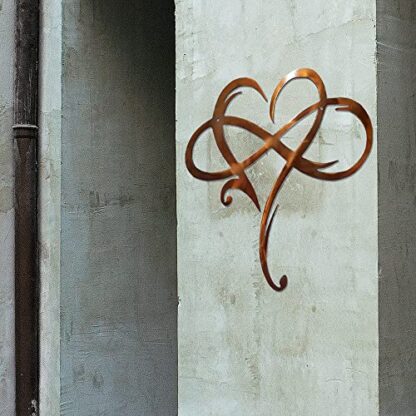 Brown Infinity Heart Metal Wall Decor, Unique Infinity Heart Love Sign - Image 2