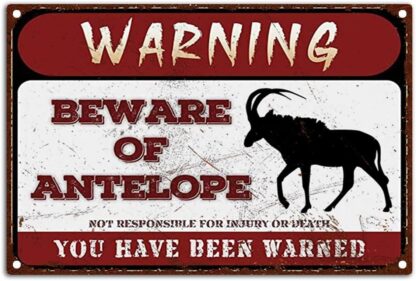 8x12 inch Warning Signs Retro Beware of Antelope Metel Tin Signs