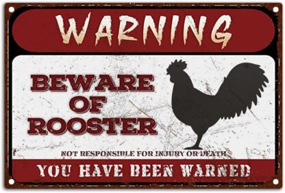 8x12 inch Warning Signs Retro Beware of Rooster Metel Tin Signs