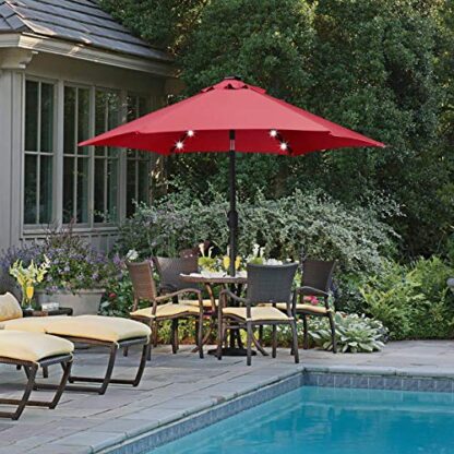 7.5FT Red Solar Powered Patio Umbrella - UV Protection Market Table Umbrella - Image 7