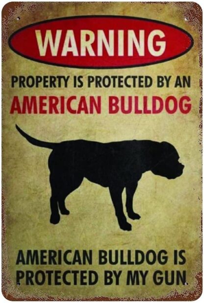 8x12 inch Warning Dog Classic Tin Signs Beware of American Bulldog Outdoors