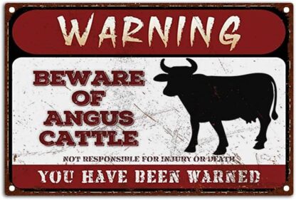 8x12 inch Warning Signs Retro Beware of Angus Metel Tin Signs