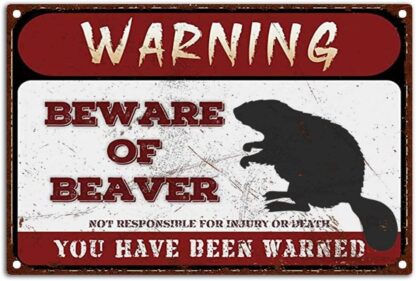 8x12 inch Warning Signs Retro Beware of Beaver Metel Tin Signs