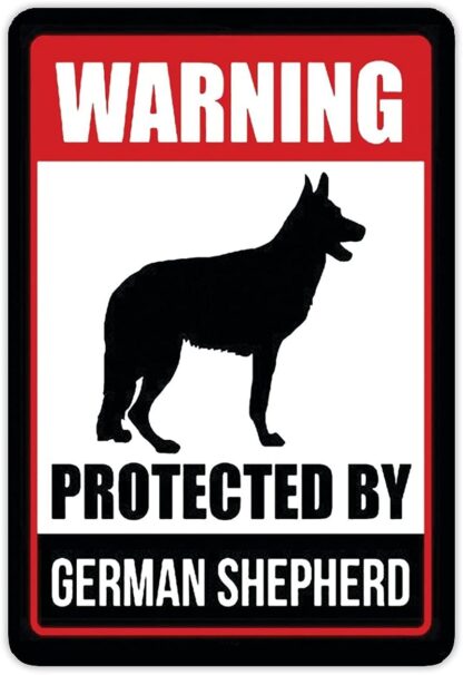 8x12 inch Beware of Dog Sign Warning Protected by German Shepherd Funny