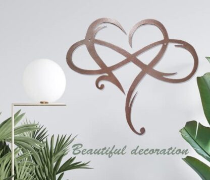 Champagne Infinity Heart Metal Wall Decor, Unique Infinity Heart Wall Decor Love Sign