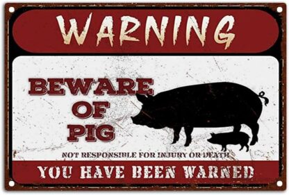 8x12 inch Warning Signs Retro Beware of Pig Metel Tin Signs